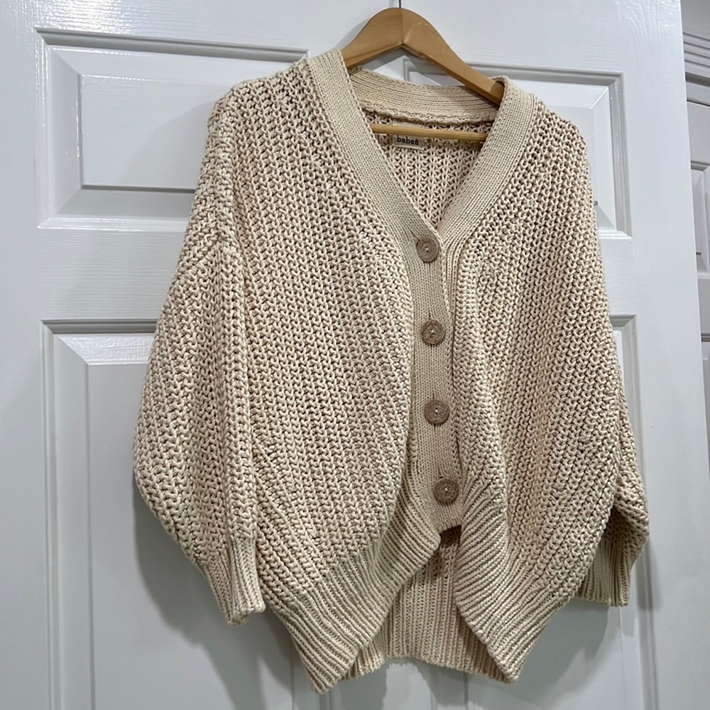 NWOT Babaa cardigan woman no18 natural- cotton